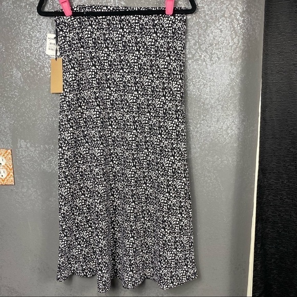 Halogen Bias Cut Midi Skirt. Black and White Leopard Dot. Flowy. Animal print - Picture 7 of 8